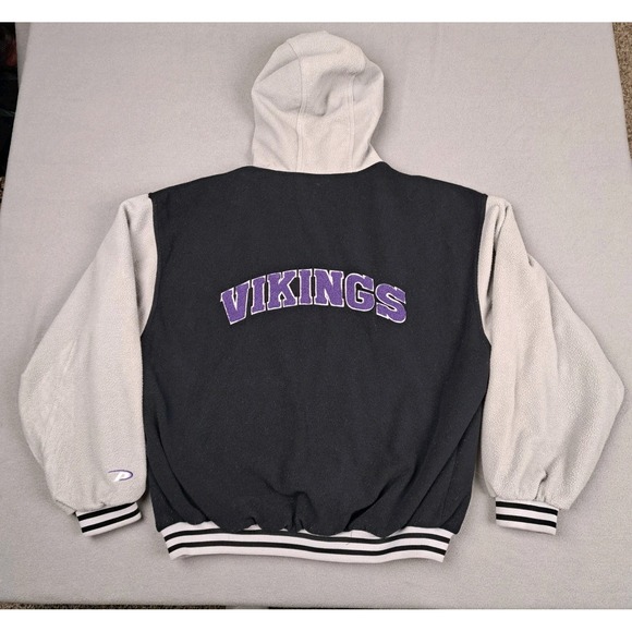 Vintage Minnesota Vikings Jacket Pro Player Reversible Fleece Hooded 90's - Picture 1 of 16
